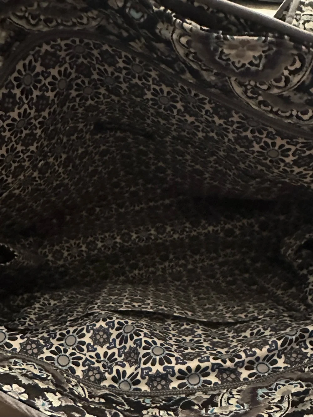 Vera Bradley Black and Gray Quilted Floral Medallion Tote